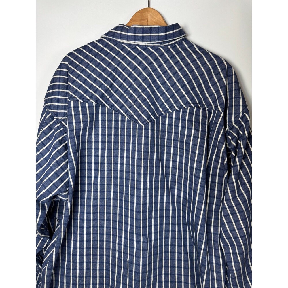 Flying R Ranchwear Mens 4XL‎ Blue White Plaid Pearl Snap Western Made in USA - Picture 4 of 11